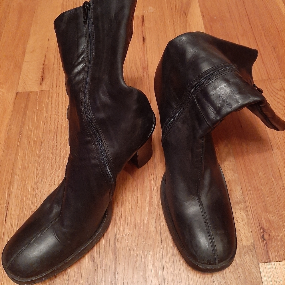 Pane Tulipani Black Leather Italian Boots Narrow